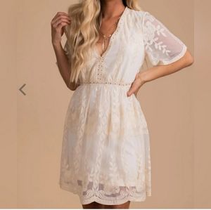 Light My Fire Cream Lace Mini Dress